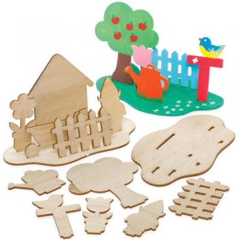 Wooden Garden Scene Craft Kits for Children (Pack of 4)
