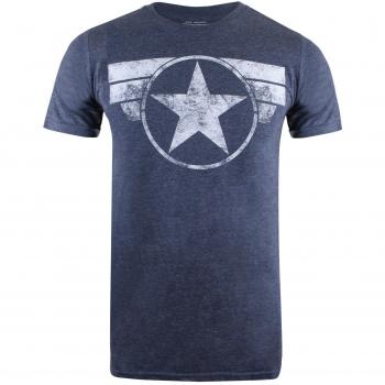 Marvel Männershirt Captain America Cap Logo – Heather Navy, S