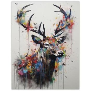 Royal Stag and Butterfly Panorama – 18″ x 24″ Thick Paper Artwork