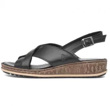 Elena Classic Leather Sandals (Black)