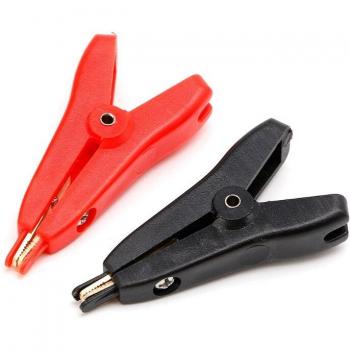 2er Set Kupfer Gold Prüfclips, 4-fach LCR Kelvin Klemmen schwarz + rot
