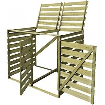 Abri pour déchets double 240 L en bois traité