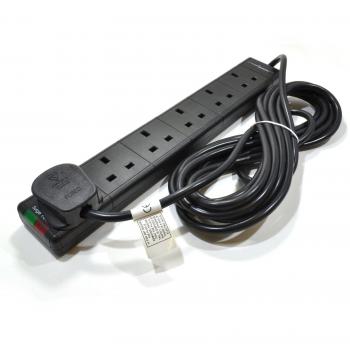 Kenable Surge Protected 6 Gang Mains Extension Black 5m