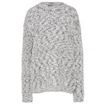 QS Strickpullover Melierter Grobstrickpullover – 100 % Baumwolle, grau