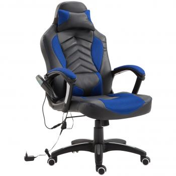 HOMCOM Bürostuhl Ergonomischer Massagesessel Gaming Stuhl Kunstleder Schwarz