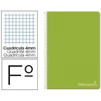 Carnet de notes spiralé LIDERPAPEL Folio Witty Tapa Dura 80H 75g Cadre 4 mm couleur verte