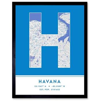 Stylish Havana Urban Map with Bold Letters