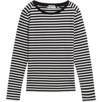 TOM TAILOR Damen Langarmshirt gestreift (DENIM)