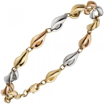 Jobo Damen Armband 585 Gold Gelbgold Rotgold Weißgold tricolor 19 cm