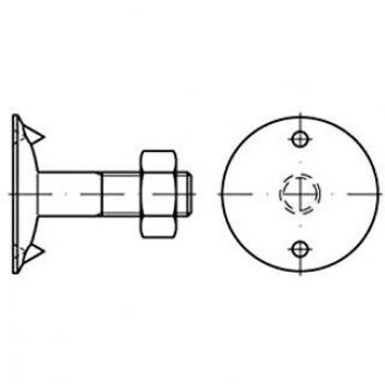 Nobrand Tellerschraube M 8 × 20 mm mit Sechskantmutter und Scheibe DIN 15237 (Stahl, 3,6 mm)