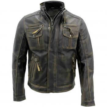 Infinity Leather Men's Black Retro Motorcycle Jacket