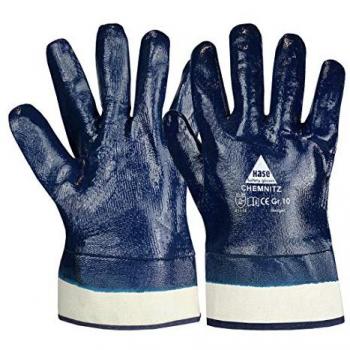 Hase Chemnitz Baumwollhandschuh natur blau 12