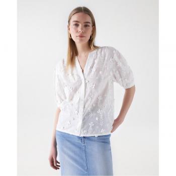 Blusa corta de mujer Salsa Jeans con flores y bordados