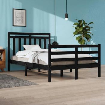 Cama de madera maciza 120x200 cm color negro