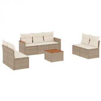 Ensemble Patio VidaXL 8 Coussins Beige Résine Tressée