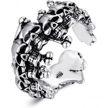 Unisex Silver Skull Finger Ring
