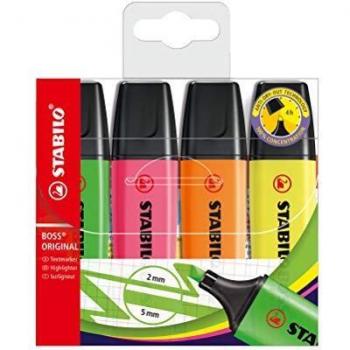 Pack de 4 marcadores fluorescentes Stabilo boss original