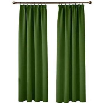 Deconovo Lot de 2 Rideaux Thermiques Anti Froid de Fenetre Cuisine Vert 140x245cm