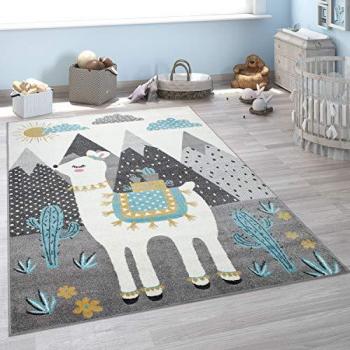 Paco Home Kinderteppich »Nino 882«, rechteckig, 13 mm Höhe, Spielteppich, Kurzflor, Motiv Berge & Lama, Kinderzimmer