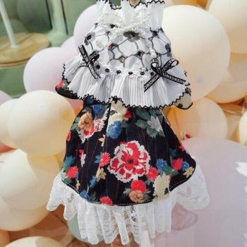 Rosa Vintage: Vestido de Perro con Estampado Floral