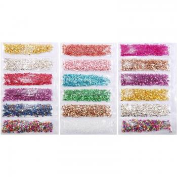 Palette 17 Couleurs – Décorations Verre Cassé pour Nail Art et Bijouterie