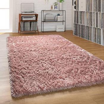 Tapis Shaggy Tapis Salon Poil Long Pastel Monochrome Doux Moelleux Poils Longs 160x220 cm, Pink