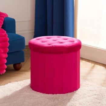 Foldable Velvet Seat & Storage Box