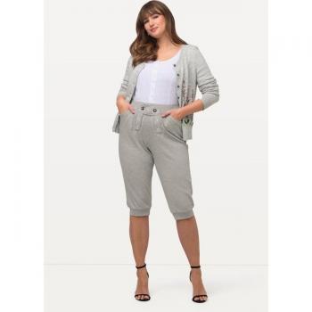Pantaloni sportivi donna Tracht, ricami, cintura elastica, lunghezza 7/8, Grigio, Taglia 56/58, Cotone/Poliestere