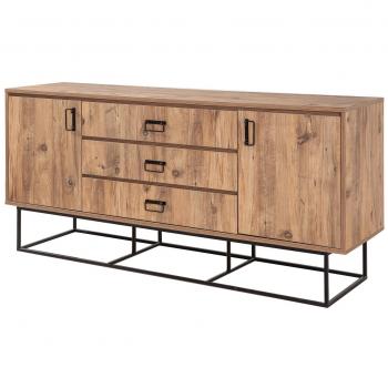 Aparador de salón 180 cm 2 puertas 3 cajones melamina roble