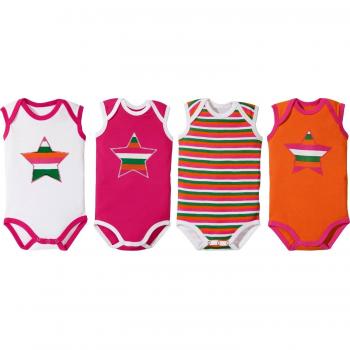 Babys „Sternen‑Band“ Body‑Set – 4er Pack – Pink/White, Größe 62/68