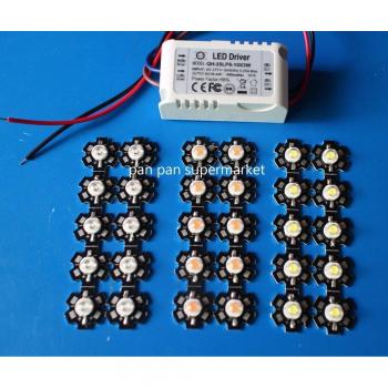10pcs 3W Cold White and Royal Blue LED Set + 1pc LED Driver