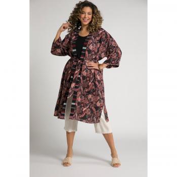 Women's Plus Size Black Paisley Kimono, Open Front, Sizes 16-22, Viscose