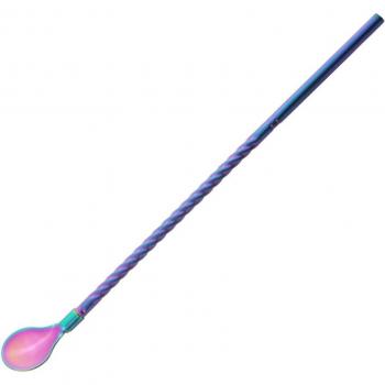 Bunte Edelstahl Stroh-Löffel