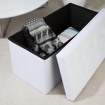 Levivo Komfort-Sitzbank mit Polsterung & Box – Tragfähigkeit 300 kg – Maße 77 x38 x38 cm – Weiß