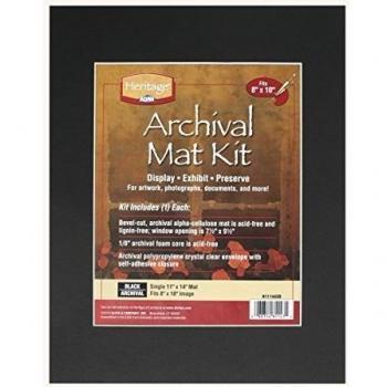 Heritage Archival Series: 11″ × 14″ Black Mat, Pre‑Cut, Single Layer (H1114ASB)