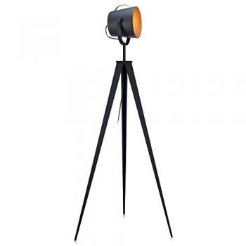 Lampadaire design trépied noir doré