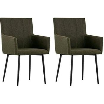 VidaXL Sedie da Pranzo 2 pz con Braccioli in Tessuto Marrone