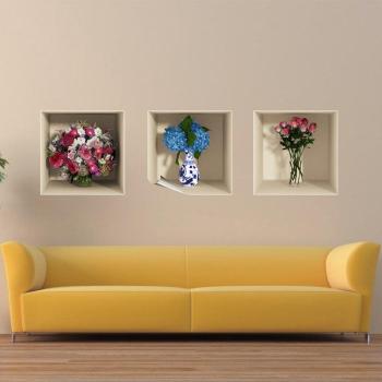 Adhésif 3D Fleurs Pastel – Rose et Bleu – 30×90 cm