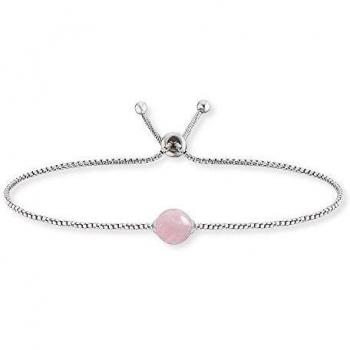 Bracciale d'amore in argento e quarzo rosa 24 cm