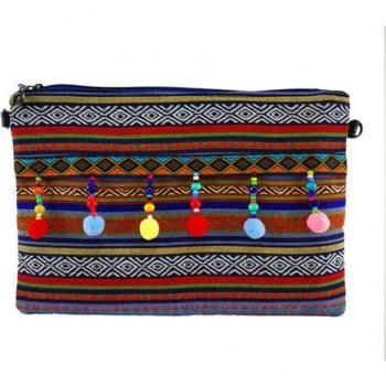 Boho Kupplungstasche aus Leinwand für Damen