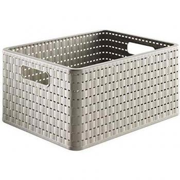 Rotho Country Aufbewahrungskiste 18l in Rattan-Optik, Kunststoff (PP) BPA-frei, cappuccino