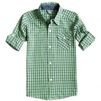 Bienzoe Camicia a Quadri Verde Roll-Up