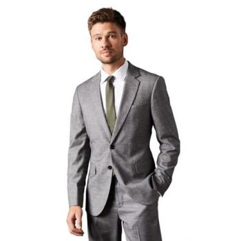 Sharkskin Mid Grey Tailored Fit Blazer by Burton – Size 36R