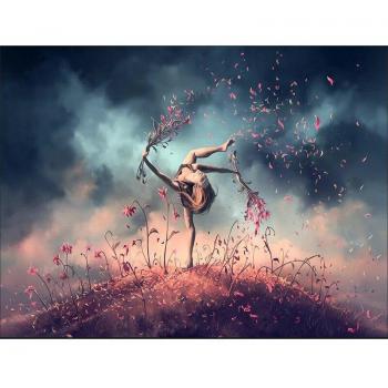 Point de croix diamantée femme en mouvement – Tableaux 20x30 cm