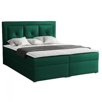 Cama continental Pomona 113, doble, 180x200, con somieres y tapiz verde