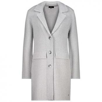 Monari Damen Strickmantel mit Lurex hellgrau Größe 44