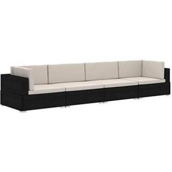 Alpine Garden Sofa Collection with Pillow Inserts, 4-Tiered, Black, Wheeled