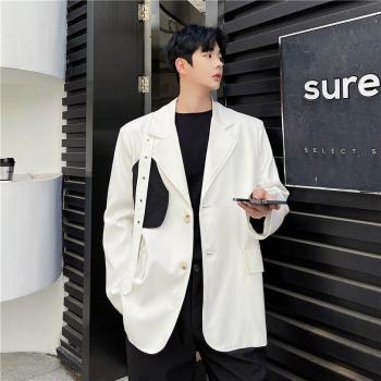Autumn Men's Black and White Mixed Color Suit M-XXL