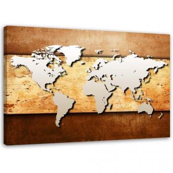Oude Wereldkaart Canvas Print 60x40 Bruin