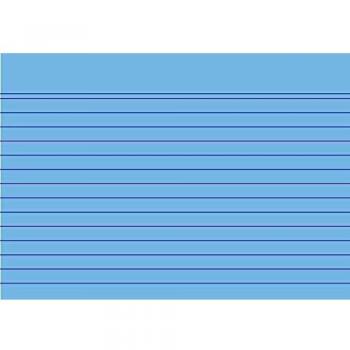 Lot de 100 fiches bristol A6, ligné, couleur bleu azur, 205 g/m²